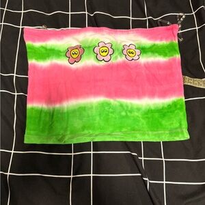 Pink and Green Floral Crop Top